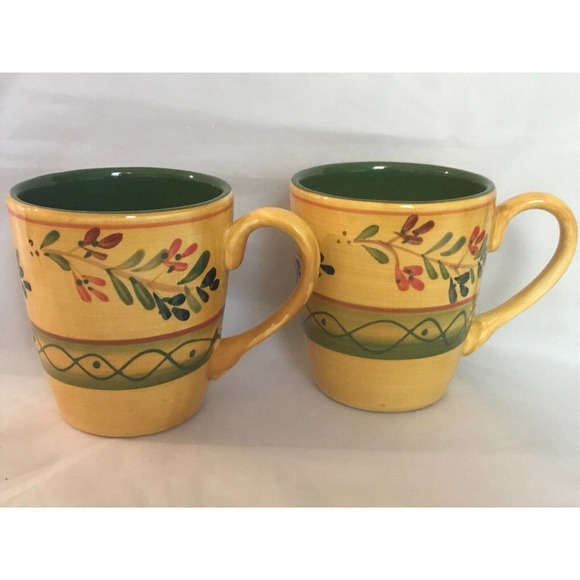 Tabletops Gallery Provincial Le Fleur Coffee Mug/Cup set of 2 Hand Paint/Crafted - Picture 3 of 9